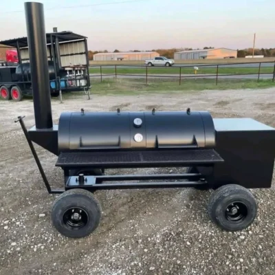 Custom-Built 24″ x 64″ Offset Smoker on Steerable Wagon