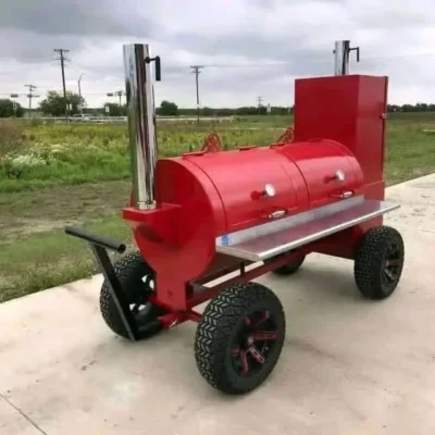 PRO-MOD 30″ x 72″ Offset Smoker with Warmer Box – Cardinal Red
